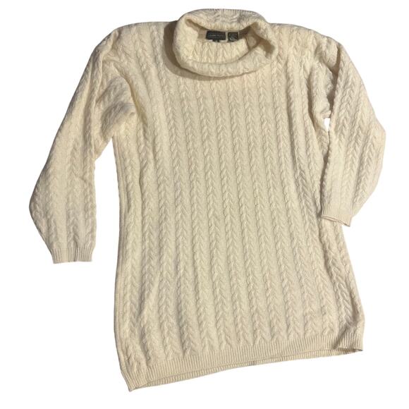 Jeanne Pierre Lambswool Angora Ivory Cable Knit Cowl Neck Sweater Small Vintage - Picture 10 of 10